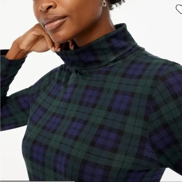 NWT J Crew Classic Tissue Turtleneck Blackwatch Plaid - Picture 2 of 9
